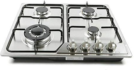 SHZICMY Edelstahl Gaskochfeld 4 Flammen Einbauherd Kochfeld 580 * 520 mm Modern