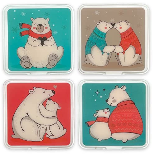 Handwärmer Taschenwärmer Sets Fingerwärmer, gegen kalte Hände im Winter (4er Set Kuschelige Eisbären)