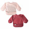 Tiny Twinkle Mess Proof Baby Bib, 2 Pack Long Sleeve Bib Outfit, Waterproof Bibs for Toddlers, Machine Washable, Tug Proof (Rose Burgundy, Klein 6-24 Months)