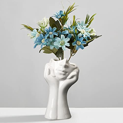 Yundxi Keramik Gesicht Vase Blumenvase Minimalistischen Stil Keramikvasen für Home Office Dekor