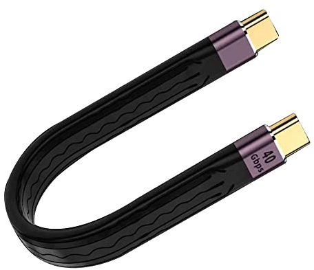 QIANRENON 40 Gbps USB C a Datos Cable USB4.0 Type C Macho a Macho de 100 W Carga rápida PD, Chip E-Mark Incorporado para transmitir Video HD de 8K, 13 cm /5,1 in