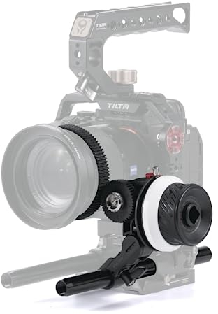 TILTA Pocket Follow Focus mit A/B Marks, Lens Zoom Control für DSLR Mirrorless Cameras, mit 0.8mm Pitched Gear/Gear Ring/15mm Single Rod Holder, Fits Various Sizes Lenses FF-T07