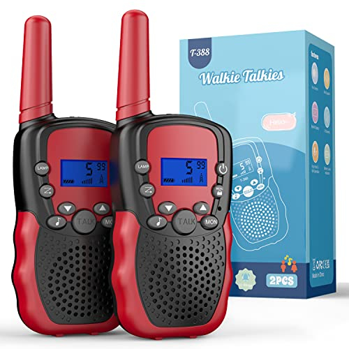 Kearui Walkie Talkie, Geschenke für mädchen Jungen Kinder ab 3 4 5 6 7 8 Jahre, 8 Kanäle Klarem Klang & VOX Funktion, für Abenteuer, Klettern, Camping - Schwarz Rot