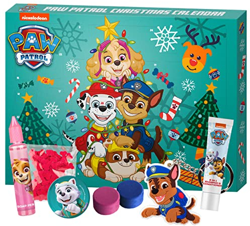 PAW PATROL ''Holiday Heroes'' Badespaß Adventskalender-exklusives Lizenzprodukt, Badeprodukte & Accessoires im Design, inkl. Postkarten zum Ausmalen, für Kinder und Fans der Serie, Blau, 22075000-COS