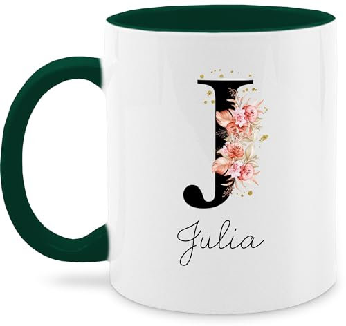 Tasse Tassen 325ml - Buchstabe mit Name personalisiert I Anfangsbuchstabe I Initiale - 325 ml - Dunkelgrün - patentante buchstabentasse buchstaben j glühweintassen personalisierte kita