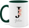 Tasse Tassen 325ml - Buchstabe mit Name personalisiert I Anfangsbuchstabe I Initiale - 325 ml - Dunkelgrün - patentante buchstabentasse buchstaben j glühweintassen personalisierte kita