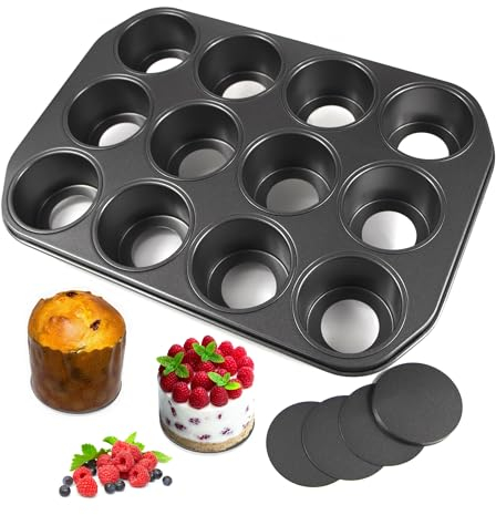 Wrenbury Mini Cheesecake Tins Removable Base - Bake with Confidence - 12 Cup Loose Based Mini Sandwich Tin Muffin Mould - Food Safe and Dishwasher Friendly 3 Cup