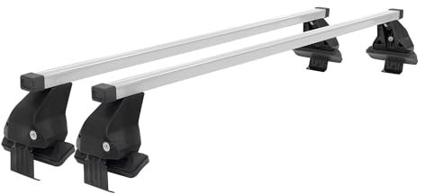 Menabo Dachträger Grundtäger kompatibel mit Seat Ibiza mk5 2017-2025 Stahl 50kg Silber 2tlg Ohne Reling für Fahrradträger, Dachboxen, Skiträger Abschließbar