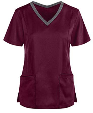 Kasacks Damen Pflege Große Größen - Schlupfkasack Damen Kasack mit Tasche,V-Ausschnitt Schlupfkasack für Altenpflege Krankenpflege Medizinische Berufskleidung Berufsbekleidung Arzt kostüm