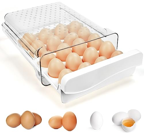 QINERSAW Schubladtyp Eierbox 20 Eier Eierbehälter Kühlschrank Eier Aufbewahrungsbox Kunststoff Eier Aufbewahrung Kühlschrank Eier schublade Transparent Eier organizer