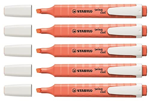 STABILO Textmarker Swing Cool Pastel Edition 1-4 mm Spitze Korallenrot, 5 Stück