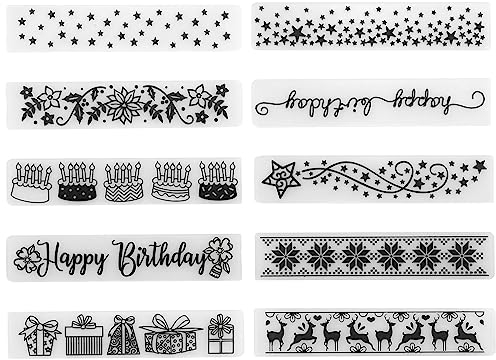 Honatrv 10Stk Prägeschablone, Schablone, Karte Alles Gute Zum Geburtstag Stanzschablone, Kunststoff Präge ordner für Kunststoff Vorlage Handwerk, Scrapbooking, Fotopapier, DIY Geschenk