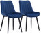 CLIPOP Samt Esszimmerstühle 2er Set Küchenstühle Polsterstuhl Wohnzimmerstuhl Gepolsterte Sessel Sitzfläche mit Rückenlehne und Metallbeine (2er Set, Blau)