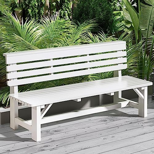 YVYKFZD Rustikale 2-Sitzer-Gartenbank Parkbank, Wetterbeständige Sitzbank Parkbank Aus Holz Für Den Außenbereich, Metall Gartenmöbel Bank Mit Rückenlehne, Einfach Zu Montieren Für Garten, Veranda (Co