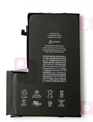 Batterie de rechange pour i.Phone série 12 Pro Max A2466, 3687 mAh avec tampon adhésif