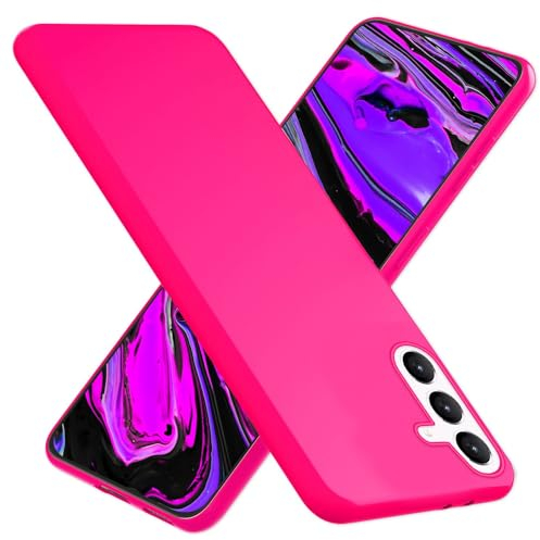 NALIA Cubierta Silicona de Neón Color Compatible con Samsung Galaxy S24 Plus Funda, Carcasa Suave Aterciopelada Antideslizante Colorido Intenso Brillante, Estuche Delgado Flexible, Color:Pink Rosa