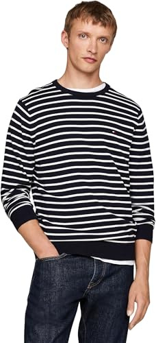 Tommy Hilfiger Herren Pullover Essential Cotton Crew Neck aus Baumwolle, Mehrfarbig (Desert Sky/Ivory), XXL