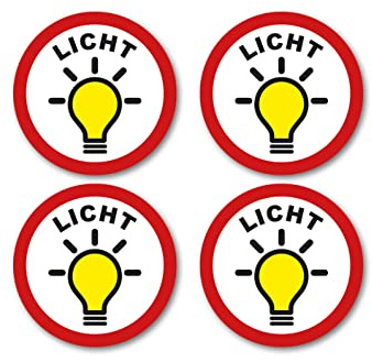 Aufkleber Licht aus an Schild Sticker Set Hinweis Wetterfest Witterungsbeständig Ritterprintz