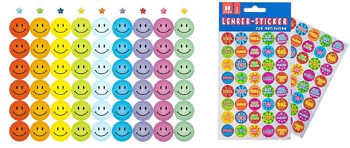 134 Aufkleber LEHRER STICKER selbstklebend Belohnungsaufkleber Motivation (80 Lehrersticker + 54 Pastelgesicht 9 Farben)