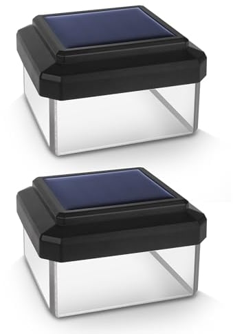 Green Blue GB127 LED Solarlampe Zaunpfahl Gartenlicht mit Dämmerungssensor Neutralweiß 4000K Akku (2 Stück 80x80mm)