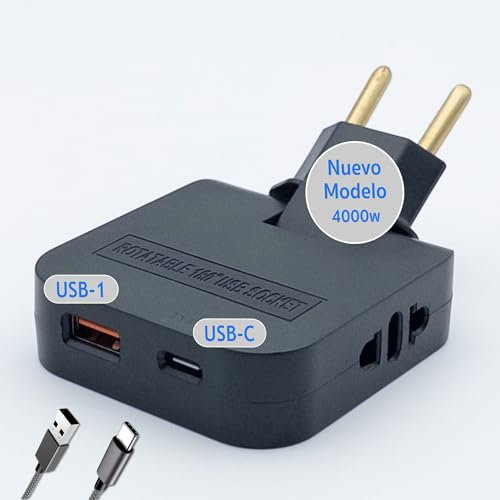 3-Stars | Prises plates avec USB C de 4 000 W, puissance accrue. 4 prises : 2 ports USB Connectivité type 1 et type C -2 prises. Style : prise voleur plate murale extra-plate. Espace réduit.