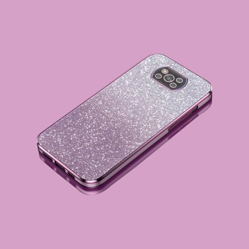 PAIXIKYZ Compatible con Xiaomi Poco X3 NFC/Poco X3 Pro Funda Suave Transparente Electropalada de TPU + Papel con Purpurina