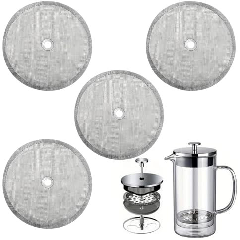 4 Pcs French Press Cafetiere Filter,Reusable Stainless Steel French Press Filter Cafetiere for 34oz/1000ml/8cup Coffee and Tea Makers(Silver)