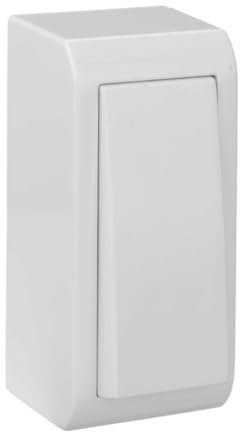 Pulsador estrecho de superficie blanco, 2 unidades, serie mural; ideal para activar circuitos eléctricos y control de luces.