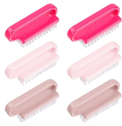 Larcele 6pcs Nail Brush Double Sided Nail Brushes for Cleaning Nail with Plastic Handle, for Cleaning Hand Toes Home Garden Salon use MJS-04 (Pink)