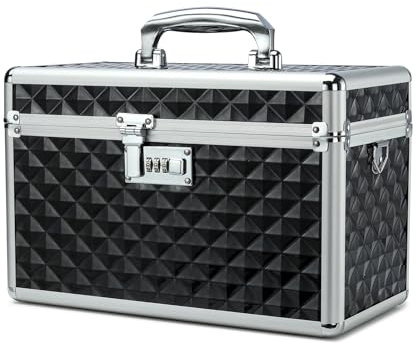 Storage Lock Box with Combination Lock, Lockable Medicine Storage Box, Empty First Aid Box, Security Lock Box, Multipurpose Locking Box for Home and Outdoor Use (Black, Large)