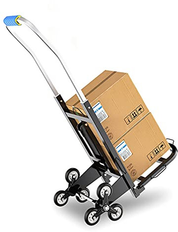 JFNHUTL Handkarren Schwere Handkarren, Faltbarer Tragbarer Wagen, Sechsrädriger Treppensteiger-Handwagen, 100 Kg Tragkraft, Für Reisen, Umzüge, Einkäufe Und Transporte