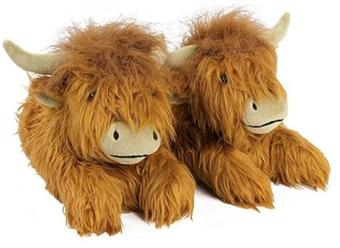 Stibtmr Zapatillas De Vaca De Las Tierras Altas Zapatillas De Vaca Highland Pantuflas De Ganado Highland Cálidas Zapatillas De Felpa De Felpa Escocesa Zapatillas De Forma Animal Para Interiores