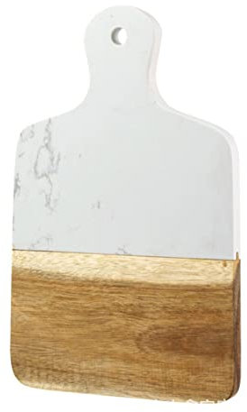 ETZRYSYB Tagliere in legno marmo tagliere facile da impugnare vassoio in legno marmo per cracker pane (bianco)