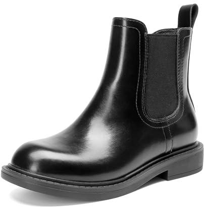 DREAM PAIRS Mädchen Jungen Stiefel mit mittlerer Wade stiefeletten Kinder chelsea boots Herbststiefel Fashion Reißverschluss Gummistiefel,Size 37.5,Schwarz,KKUMAB2501