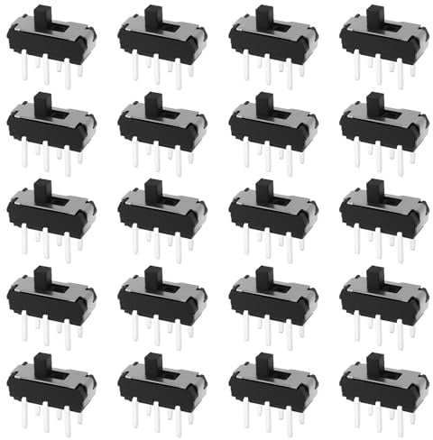Be In Your Mind Lot de 40 Micro-interrupteurs Coulissants DPDT 6 Broches 2 Mm MSS22D18G2 Adaptés Aux Panneaux Perforés Européens de 2,54 X 2,54 Mm