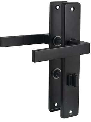 QRS - KWADRO Türgriffe Innentüren Schwarz Matt - Türklinken Innen Eckig - Langschildgarnitur, aus Stahl & Aluminium, Türdrückergarnitur, Drückergarnitur Zimmertür, Türbeschlag - 90mm, WC90