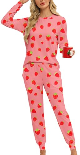 MARZXIN Schlafanzug Damen Langarm Pyjama Set Nachtwäsche Loungewear Zweiteiliger Sleepwear Hausanzug