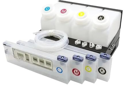 SRxBKC 220 ml Tank nachfüllbarer Tintenpatronenmassen-Tinten-CISS-System kompatibel mit Roland VS-640I BN-20 VS-540i VS-300I VS-420 VP-500I SJ-745(4Cartridge 4tank)