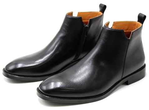 Stivaletti Chelsea da Uomo Stivaletti in Pelle da Uomo Scarpe Eleganti Classiche da Indossare Senza Lacci per Abbigliamento Casual Formale,Nero,43 EU