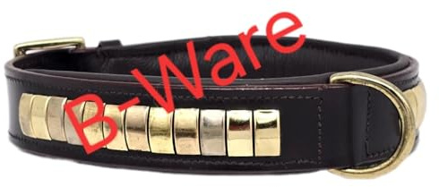 Dolf Lederhalsband Schwarz o Braun Messing Beschläge Gold Farben S M L XL Tysons Breit ! (XL, Schwarz)