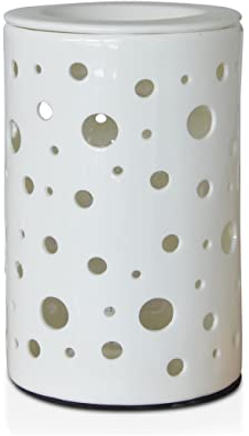Zen’Arôme Brûleur Cire Parfumée Calorya n°2 - Brûle Parfum Électrique pour Fondant Parfumé - Lampe à Parfum avec Variateur et Coupelle Amovible - Céramique avec Décor Ajouré et Éclairage d’Ambiance
