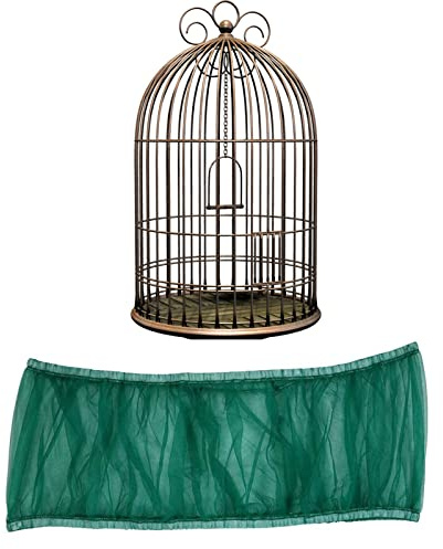 Hakeeta Bird Cage Skirt, Mesh Bird Seed Catcher, Airy Net Cover, Soft Nylon Ventilated Skirt Traps Seed Guard for Parrots with Adjustable Drawstring (Large Size-XL, Green)