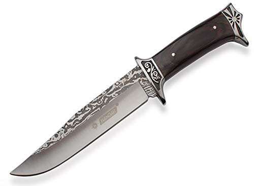 KS-11 31cm großes Messer mit Damaststruktur - Waidmann Messer - Hunting-Knife - Jagdmesser - Jäger - Hirschfänger - Abfangmesser Outdoor Messer-Set inklusive Messertasche
