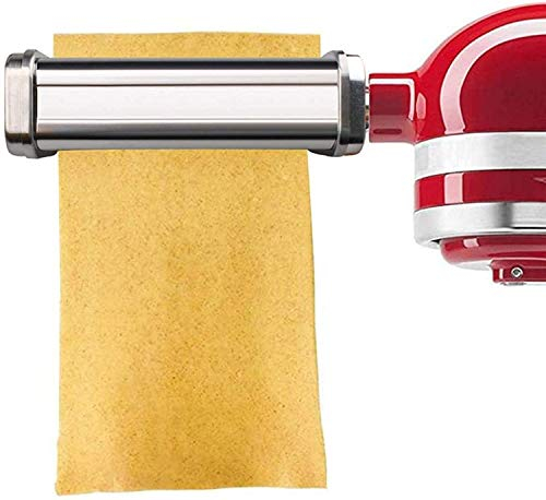DUWIN Pasta Roller Edelstahl Röhrennudelaufsatz, Lasagne Pasta Schneidaufsatz, 3 Metall Optionales Zubehör, Für KitchenAid Nudelvorsatz Küchenmaschine, Pasta-Roller
