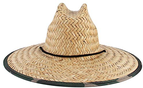 Gemvie Chapeau de paille mixte - protège du soleil - bord large - pour plage/campagne/pêche/été, beige, Taille Unique