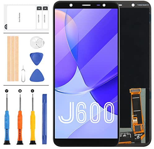 LADYSON Écran de rechange pour Samsung Galaxy J6 2018 J600 SM-J600L J600N J600G/DS J600F LCD Écran de rechange avec capteur tactile et outils de réparation inclus (AMOLED Noir)