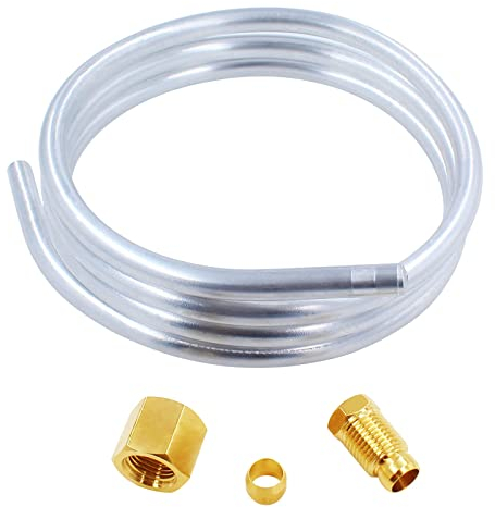Meter Star Kit de tubos de aluminio de 1/4 pulgadas con accesorios de compresión de oliva M10 x 1, longitud hembra y macho de 39.5 pulgadas para calentador de agua a gas, calentador de horno y