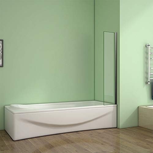 Acezanble 300x1400mm Corner Fixed Bath Shower Screen Over Bath Square Cut