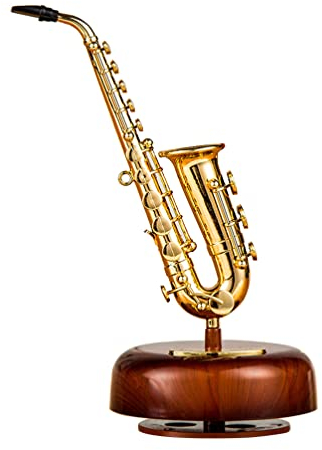 Toyvian 1 x Saxophon-Spieluhr, kreative Saxophon-Geschenke, Statue, Spieluhr mit drehbarer Spieluhr, für Mädchen, Frauen, Jungen, Mutter, Tochter, Geburtstag, Weihnachten, Heimdekoration