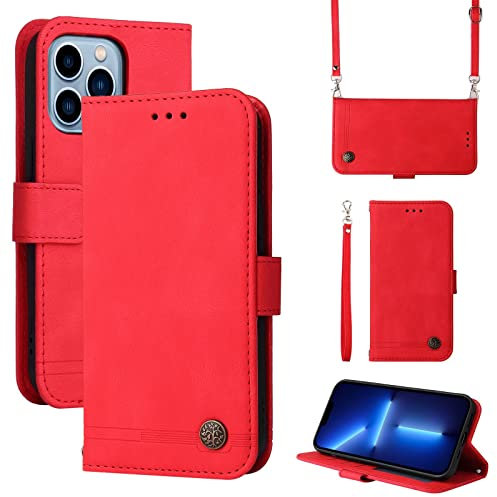 FMPCUON Coque Vivo Y21 2021/Y21S/Y33S,Portefeuille Étui Housse en Cuir Protection avec Porte Cartes,Fonction de Support,Magnétique Case Flip Phone pour Vivo Y21 2021/Y21S/Y33S,Rouge